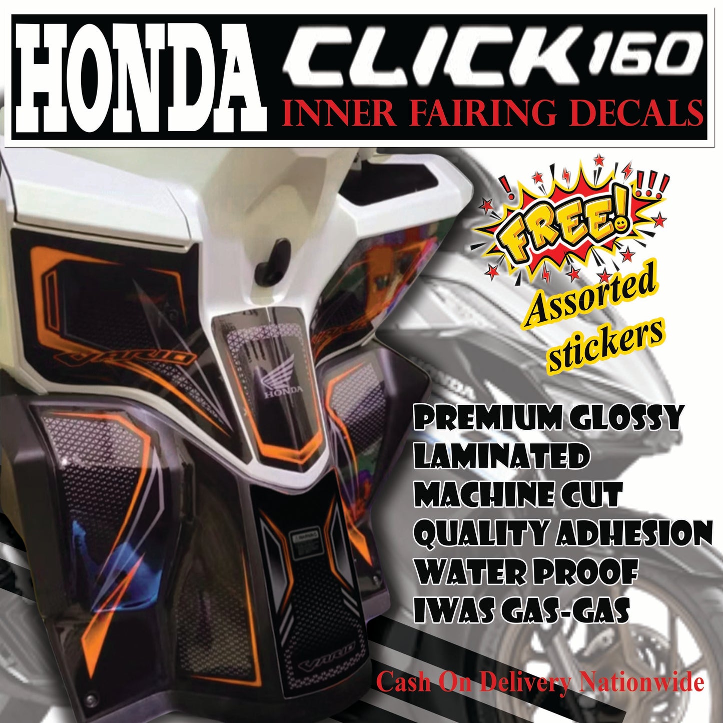 Vario design Honda Click 160 Inner fairing sticker Click 160 Accessories sticker and decals