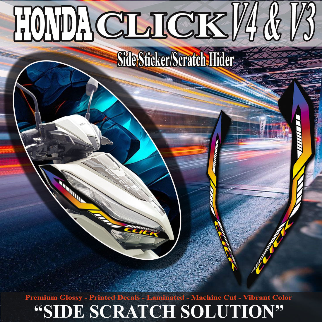 SIDE STICKER HONDA CLICK VERSION 4,3 NEW TECH DESIGN SIDE STICKER/ HONDA CLICK accesories