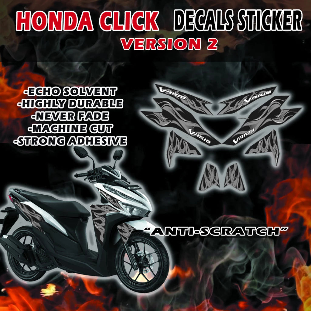 HONDA CLICK FIRE VARIO DECALS FOR VERSION 2 MOTORCYCLE/ FIRE VARIO DECALS FOR CLICK VERSION 2/ HONDA