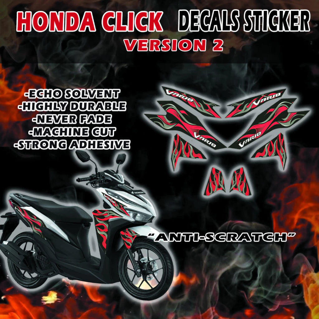 HONDA CLICK FIRE VARIO DECALS FOR VERSION 2 MOTORCYCLE/ FIRE VARIO DECALS FOR CLICK VERSION 2/ HONDA