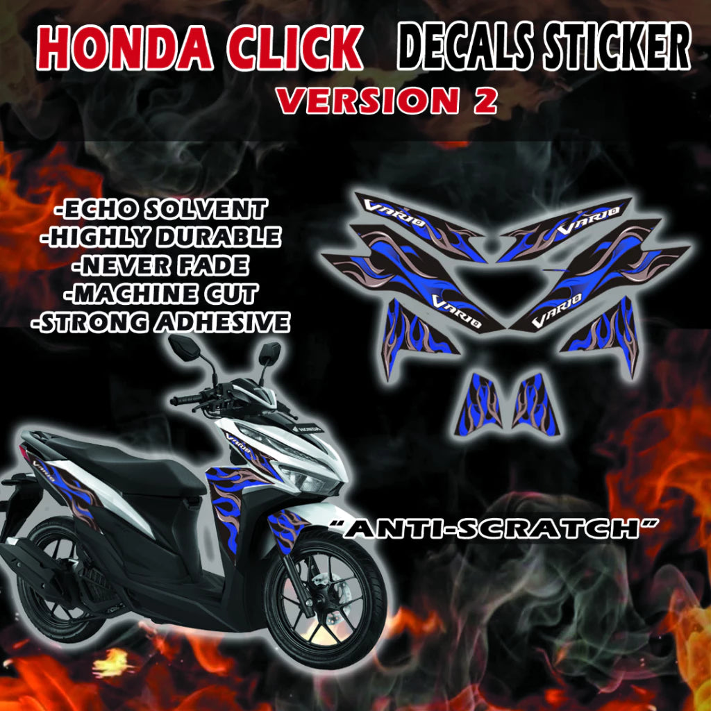 HONDA CLICK FIRE VARIO DECALS FOR VERSION 2 MOTORCYCLE/ FIRE VARIO DECALS FOR CLICK VERSION 2/ HONDA