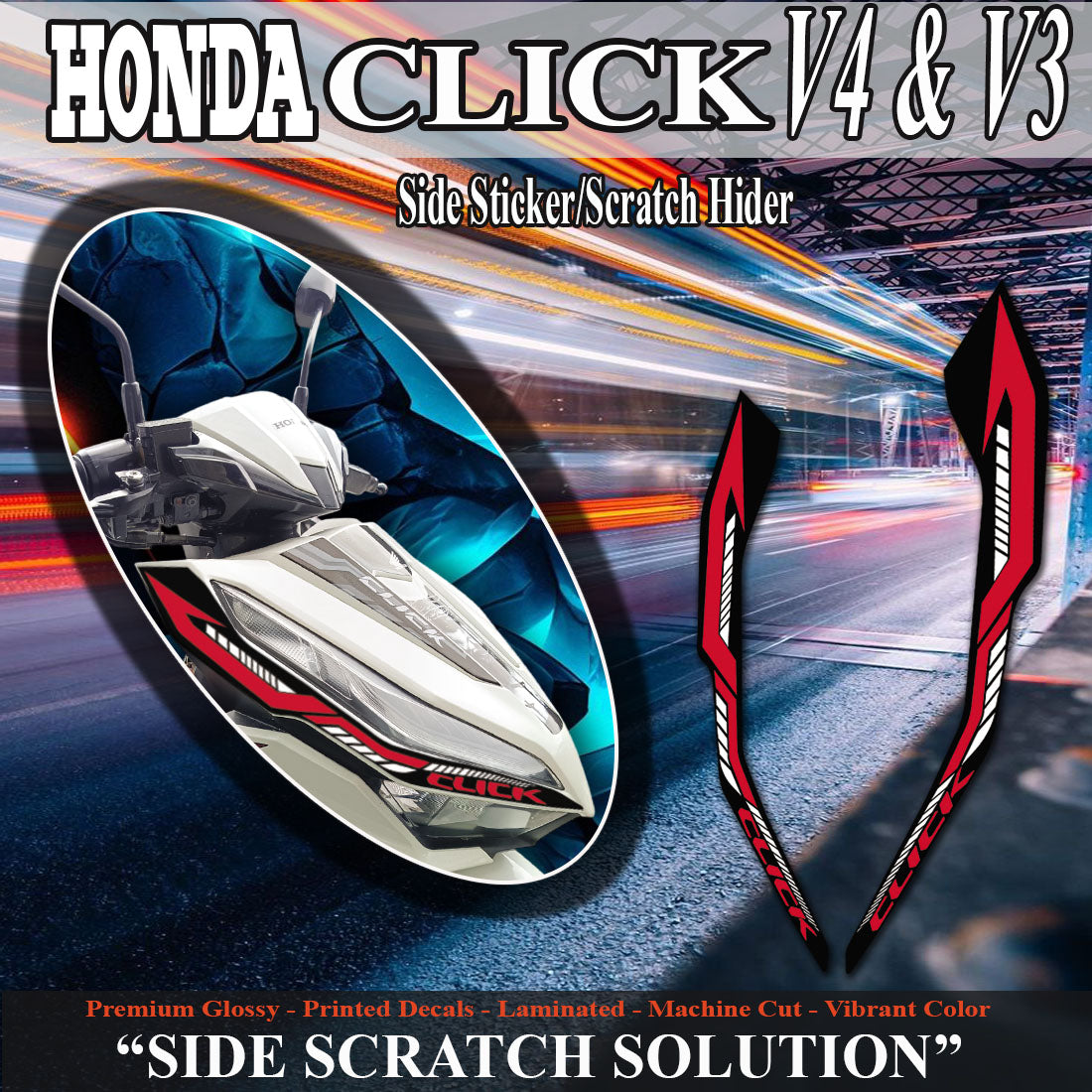 SIDE STICKER HONDA CLICK VERSION 4,3 NEW TECH DESIGN SIDE STICKER/ HONDA CLICK accesories