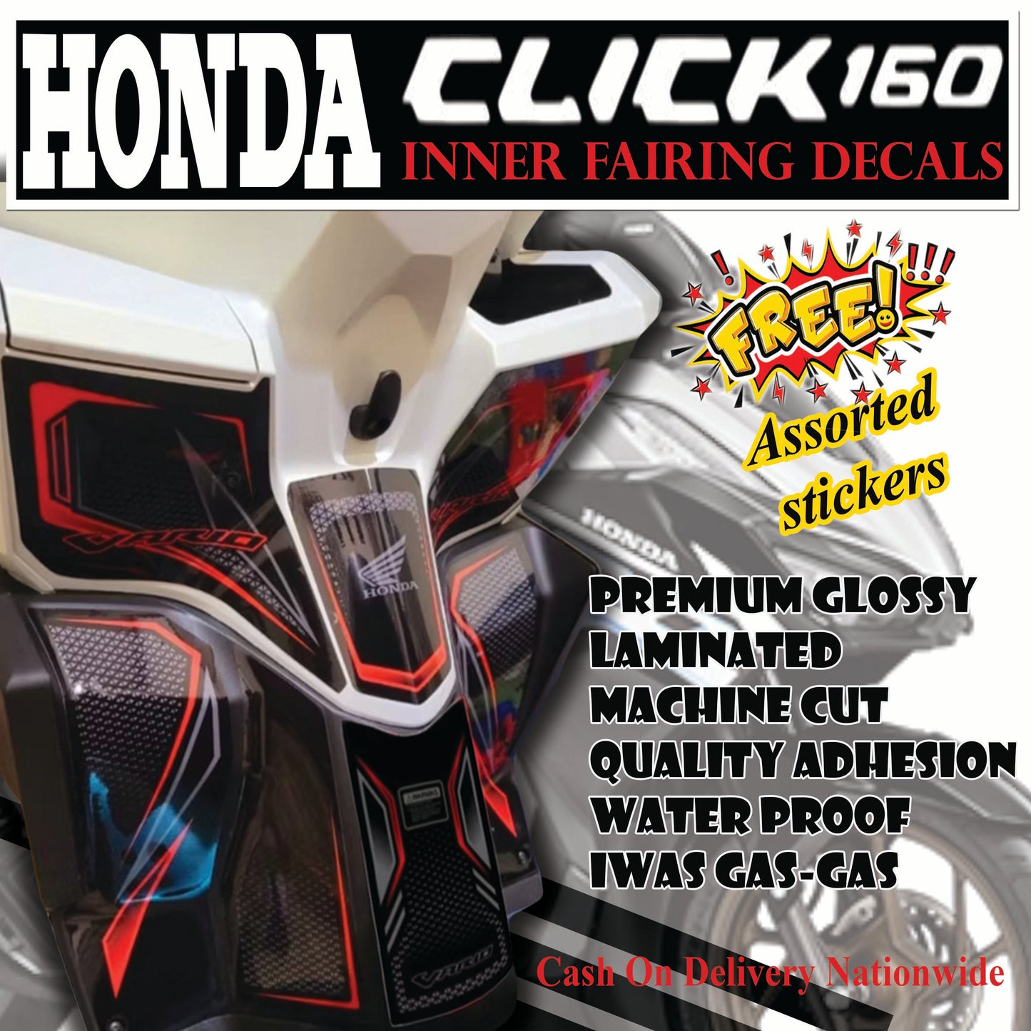 Vario design Honda Click 160 Inner fairing sticker Click 160 Accessories sticker and decals