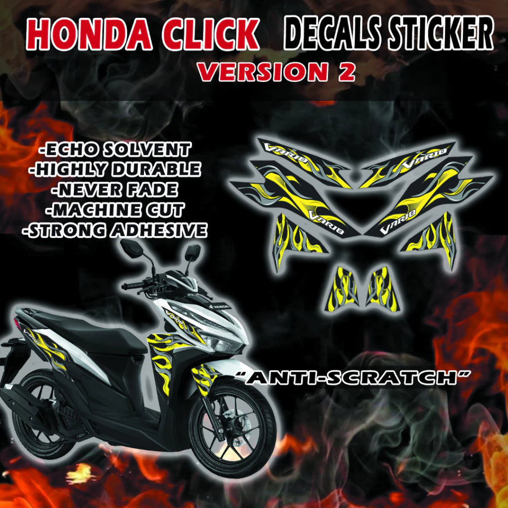 HONDA CLICK FIRE VARIO DECALS FOR VERSION 2 MOTORCYCLE/ FIRE VARIO DECALS FOR CLICK VERSION 2/ HONDA