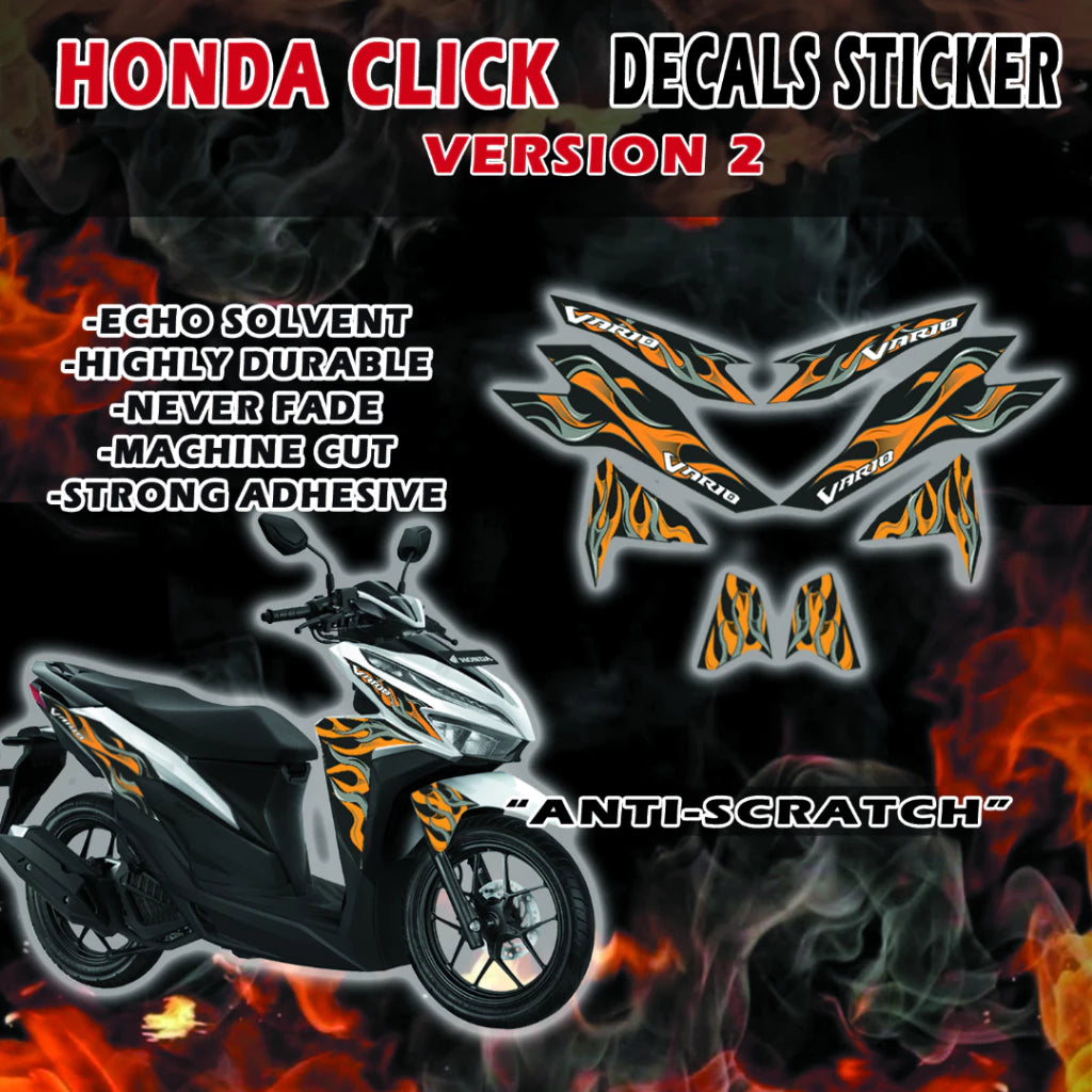 HONDA CLICK FIRE VARIO DECALS FOR VERSION 2 MOTORCYCLE/ FIRE VARIO DECALS FOR CLICK VERSION 2/ HONDA