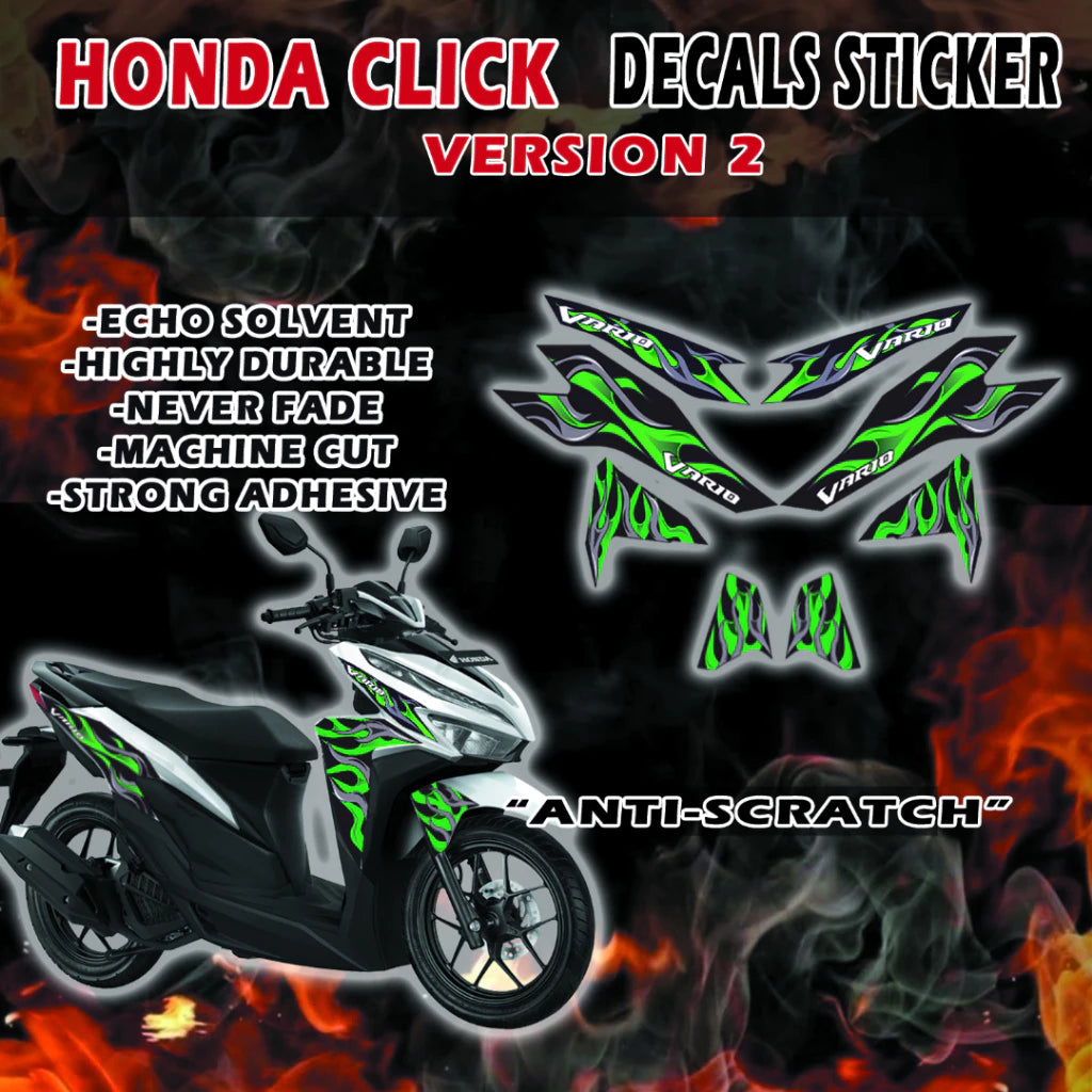 HONDA CLICK FIRE VARIO DECALS FOR VERSION 2 MOTORCYCLE/ FIRE VARIO DECALS FOR CLICK VERSION 2/ HONDA